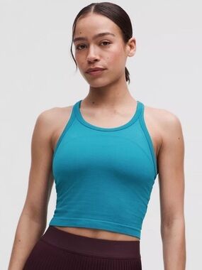 Lululemon Swiftly High Neck Crop Top- Hawaiian Blue